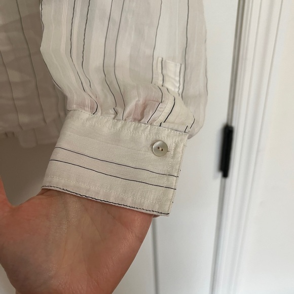 Vince Draped Striped Pullover Blouse - Picture 4 of 12